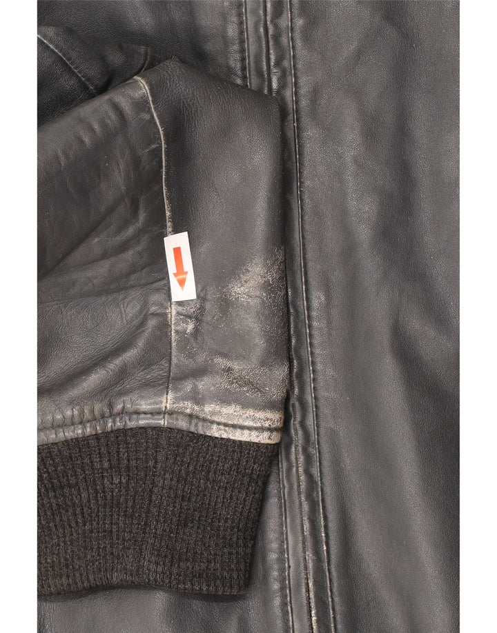Trussardi Jeans Damen Bomber-Lederjacke IT 50 XL Marineblau