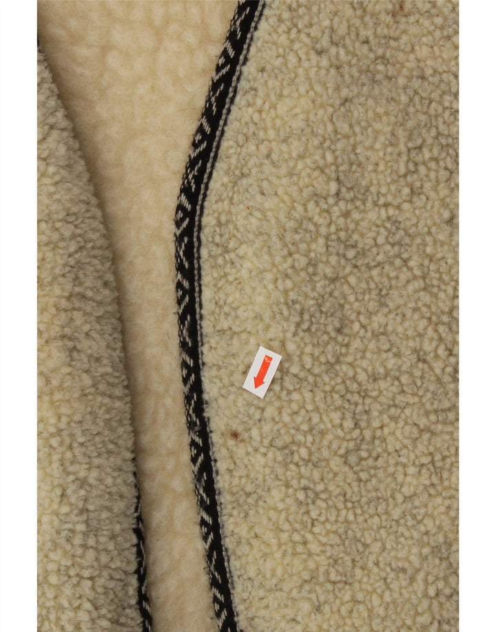 VINTAGE Herren Sherpa Gilet IT 52/54 XL Beige Schurwolle