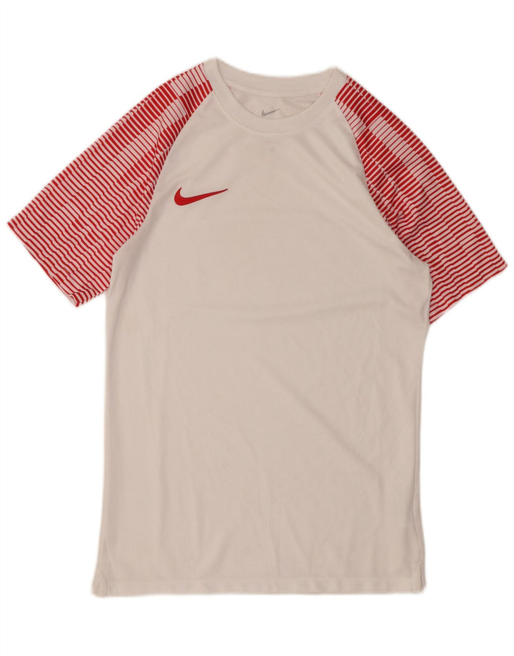 NIKE Mens Dri Fit Graphic T-Shirt Top Small White Striped Polyester