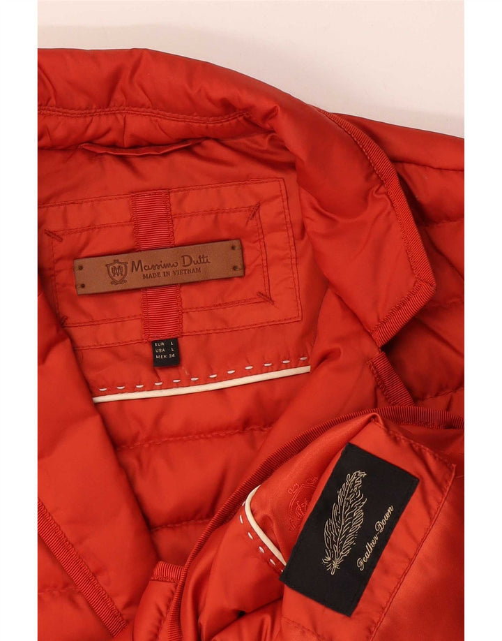 Massimo Dutti Damen Wattierte Jacke UK 16 Large Orange