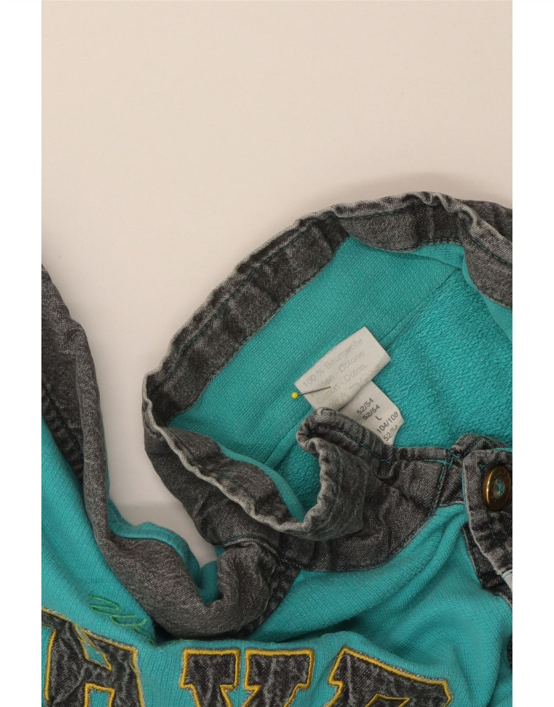 Vintage Herren-Sweatshirt mit Grafik, groß, Türkis, Farbblock