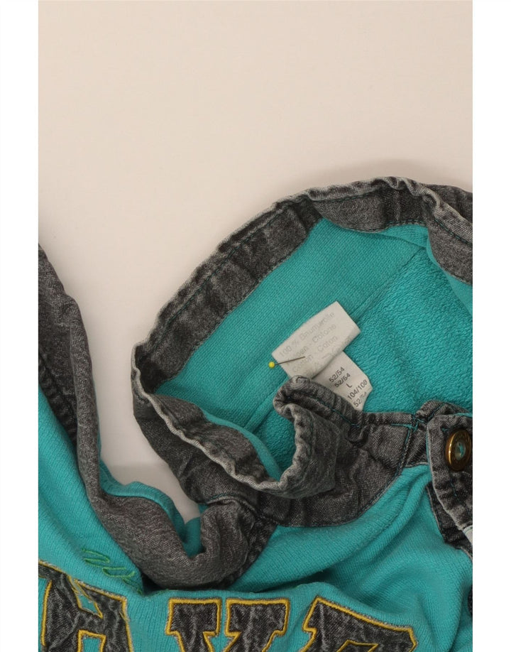 Vintage Herren-Sweatshirt mit Grafik, groß, Türkis, Farbblock