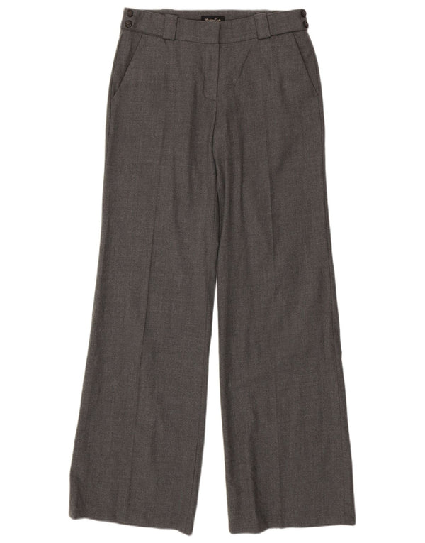 Massimo Dutti Womens Wide Leg Casual Trousers EU 38 Small W28 L33 Grey Wool