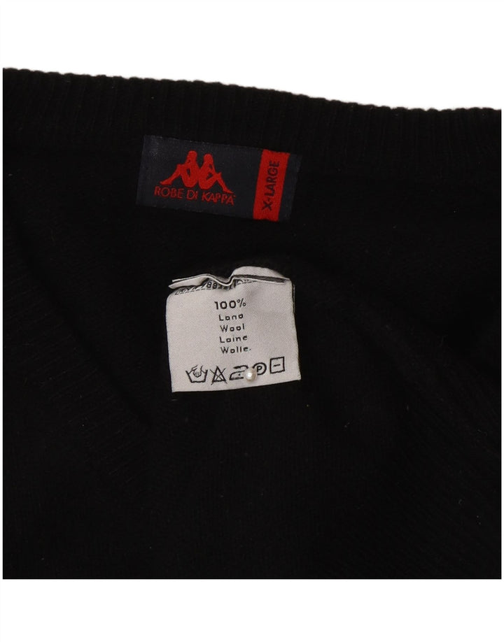 Kappa Herren-Pullover mit V-Ausschnitt, XL, schwarze Wolle