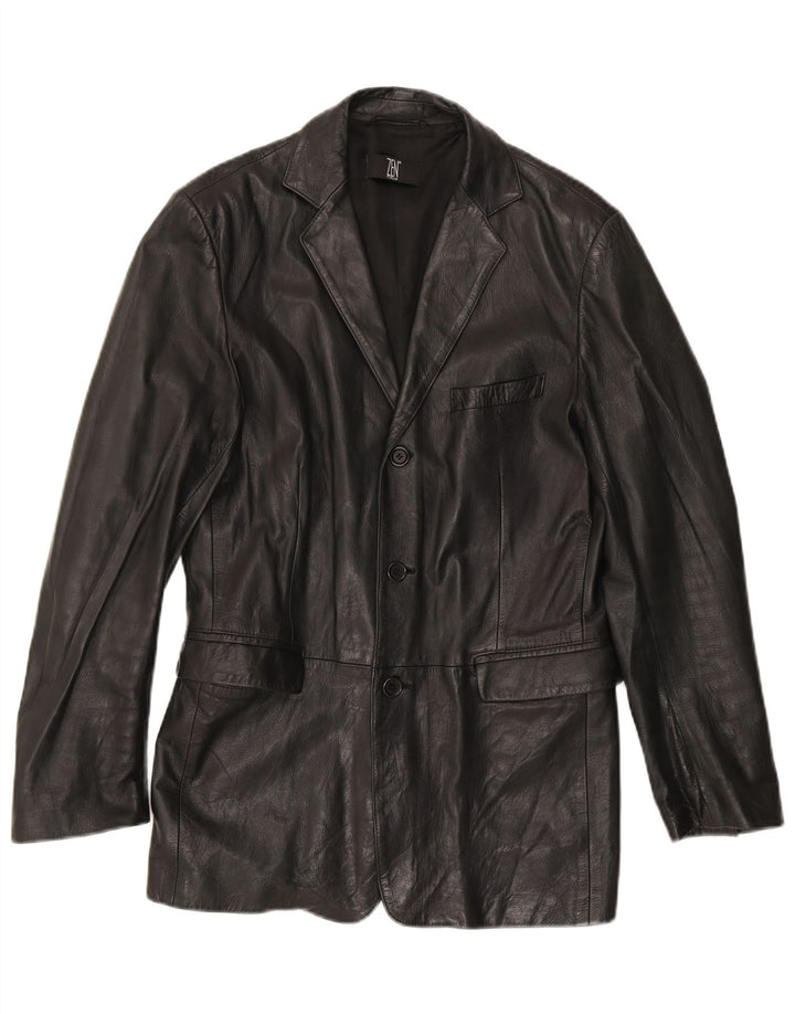 Zen Damen Lederjacke IT 50 XL Schwarzes Leder