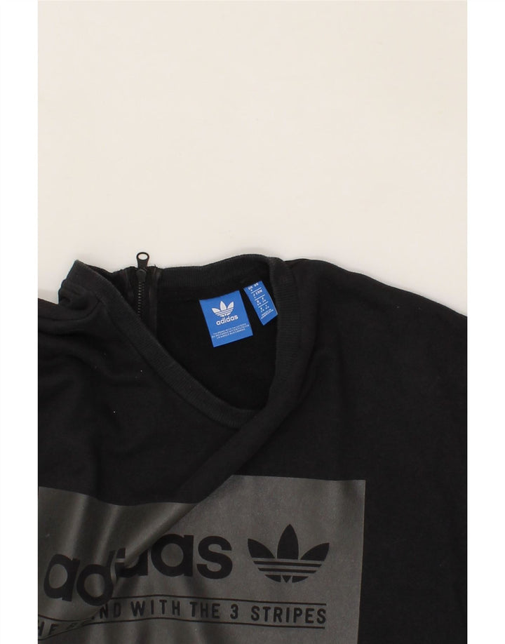 ADIDAS Womens Oversized Longline Sweatshirt Jumper UK 8 Small Black Vintage Adidas and Second-Hand Adidas from Messina Hembry 