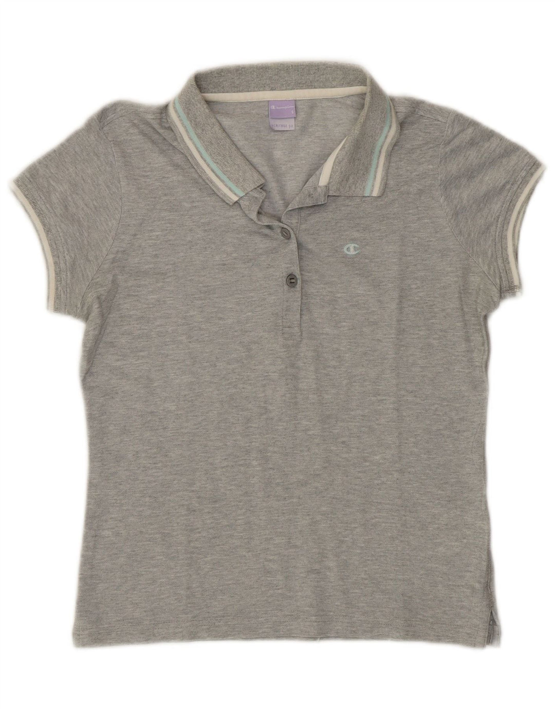 CHAMPION Damen Heritage Fit Poloshirt UK 10 Small Grau Baumwolle
