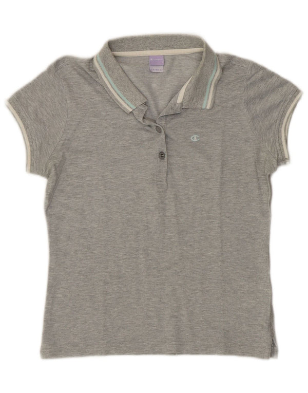 CHAMPION Damen Heritage Fit Poloshirt UK 10 Small Grau Baumwolle