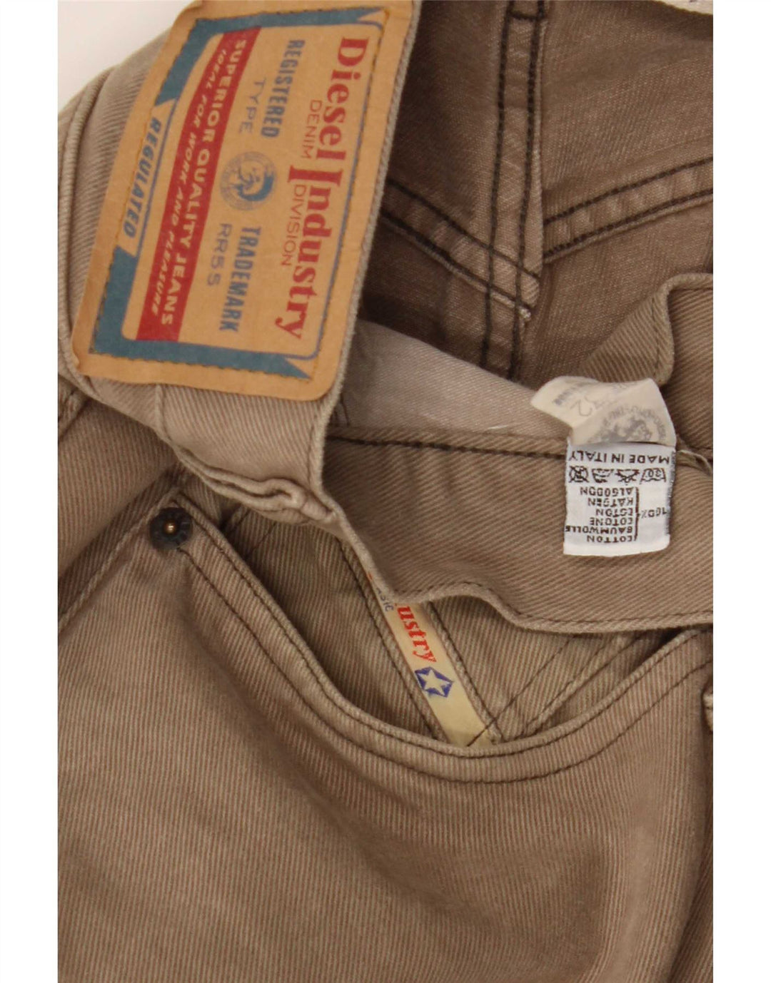 Diesel Herren Straight Jeans W32 L33 Braune Baumwolle