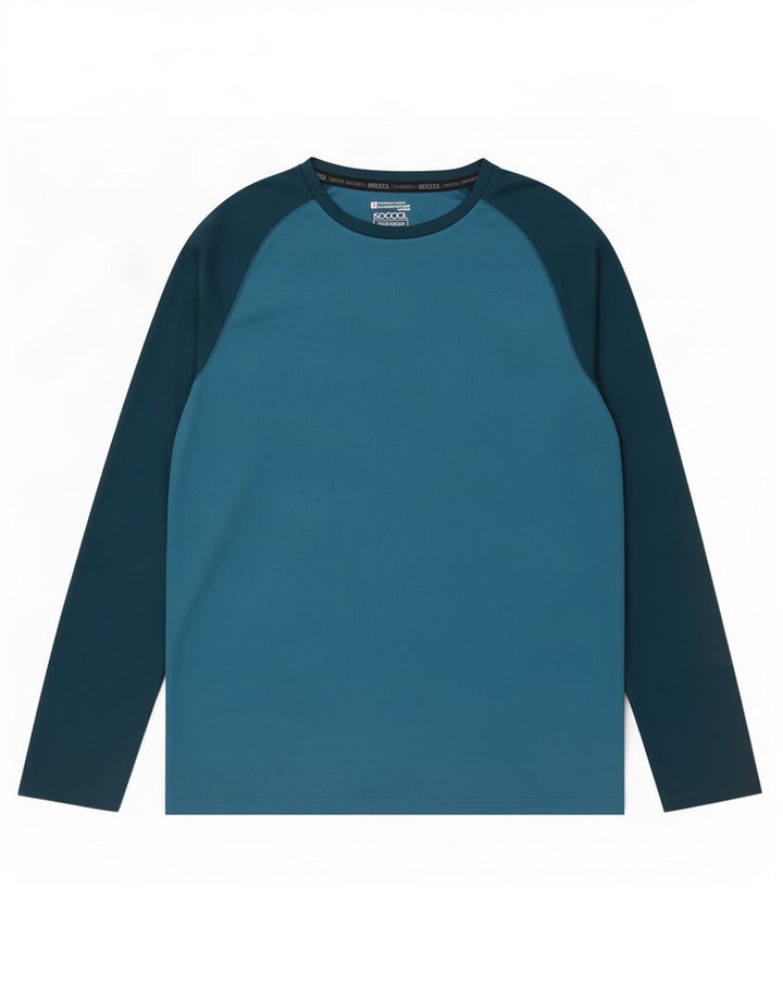 Mountain Warehouse IsoCool-Oberteil für Herren, langärmelig, mittelblau, Farbblock