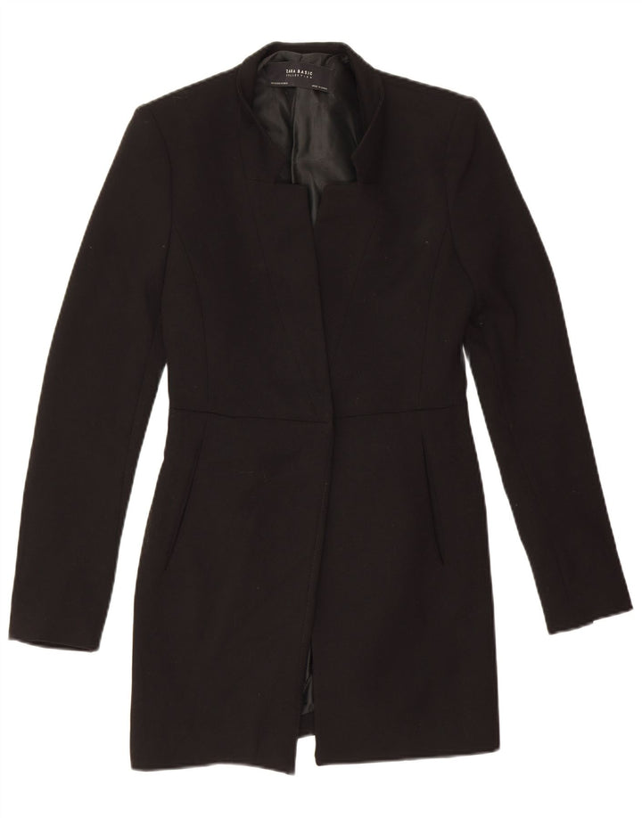 Zara Damen Longline Blazer Jacke UK 6 XS Schwarz Polyester