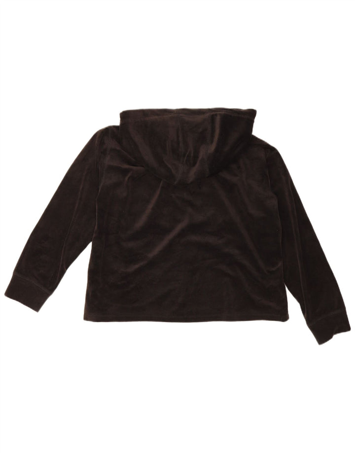 Dkny Damen Übergroßes Velours-Top mit Kapuze, langärmlig, UK 12, Mittelschwarz