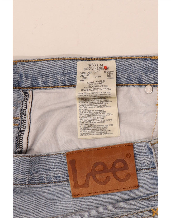 Lee Herren Brooklyn Straight Jeans W33 L32 Blaue Baumwolle