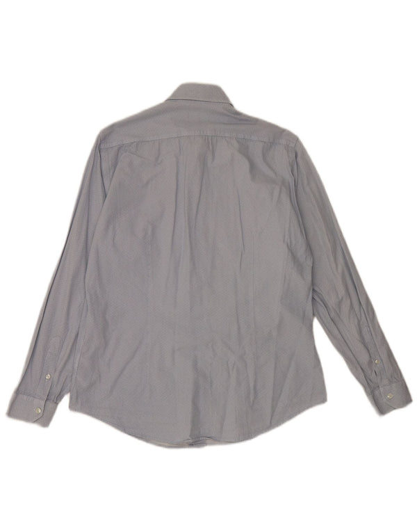 Liu Jo Herren Slim Fit Hemd Größe 40 Mittelblaue geometrische Baumwolle