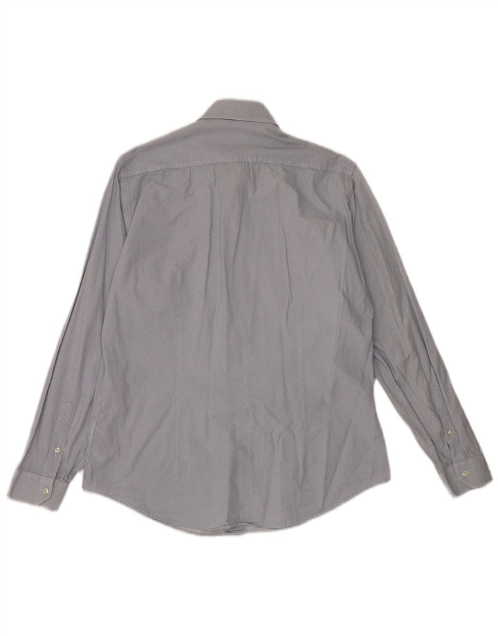 Liu Jo Herren Slim Fit Hemd Größe 40 Mittelblaue geometrische Baumwolle