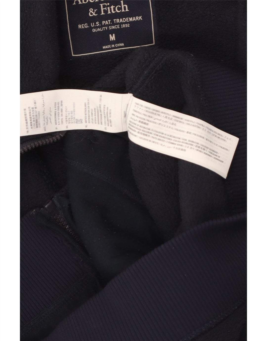 Abercrombie & Fitch Herren Fleecejacke UK 38 Medium Marineblau Polyester