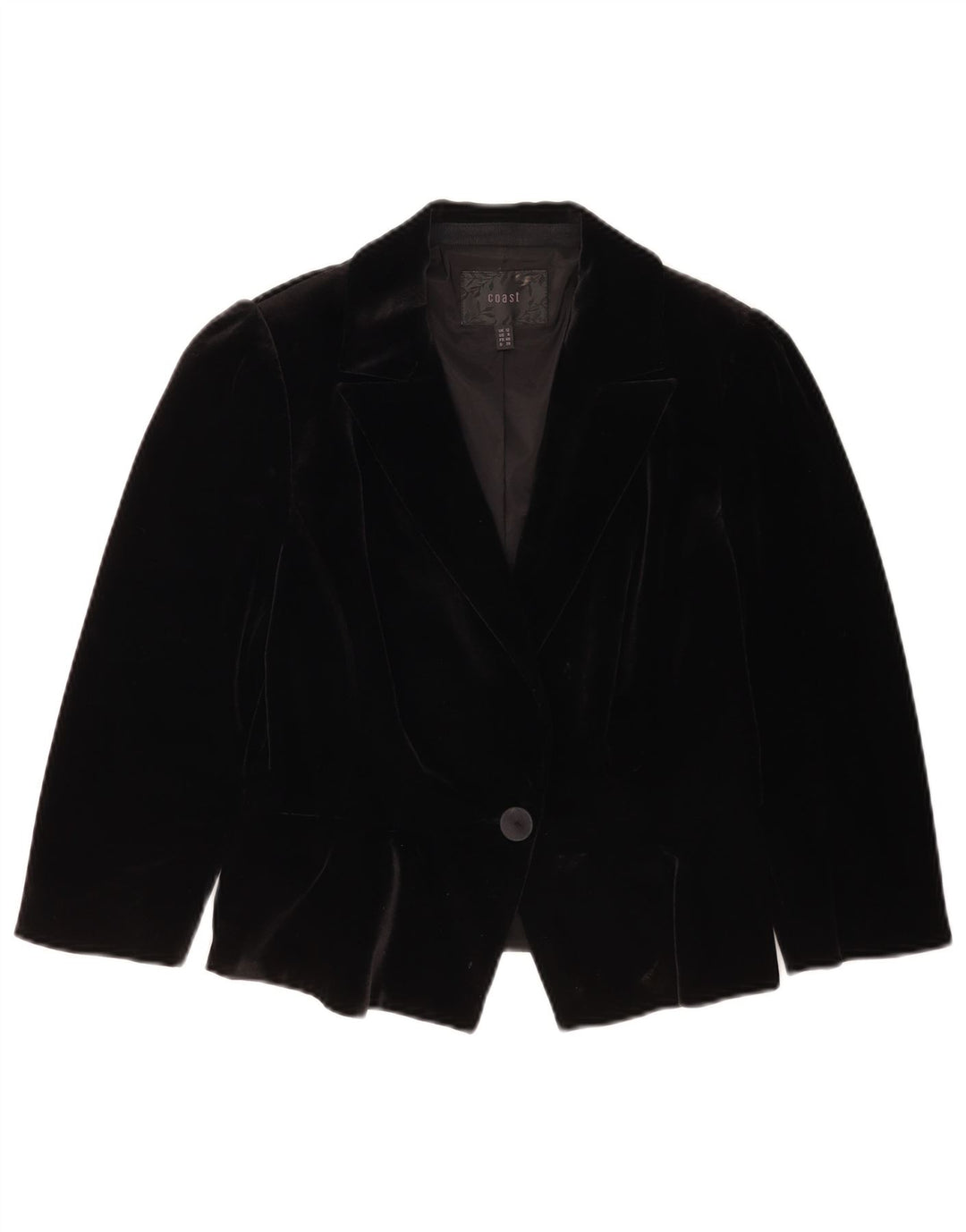 Coast Damen-Blazer aus Samt mit 1 Knopf, Größe UK 12, Mittelschwarz, Polyester