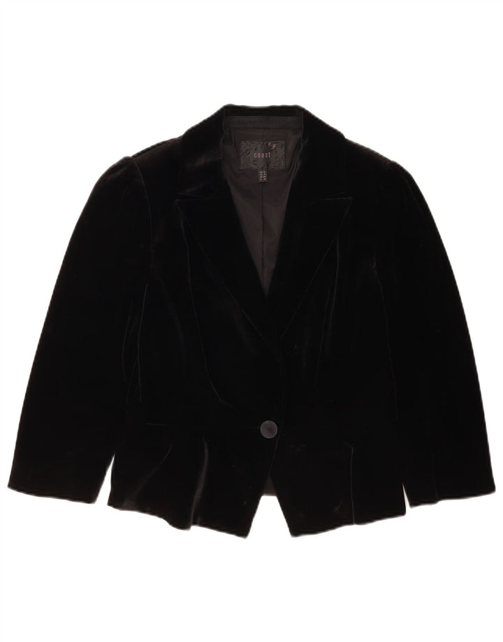 Coast Damen-Blazer aus Samt mit 1 Knopf, Größe UK 12, Mittelschwarz, Polyester