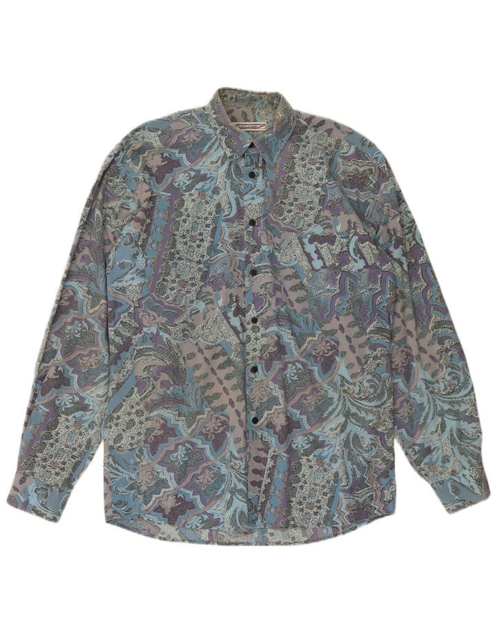 Daniel Brooks Herrenhemd aus mittelblauer Paisley-Baumwolle