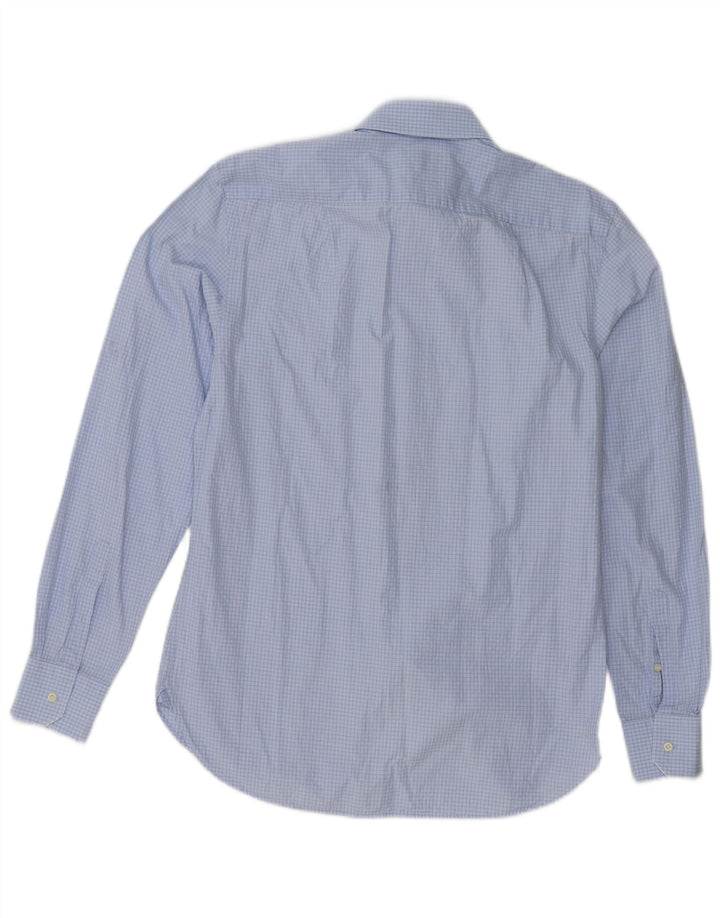Boggi Herren Milano Custom Fit Hemd Größe 39 15 1/2 Mittelblaues Gingham