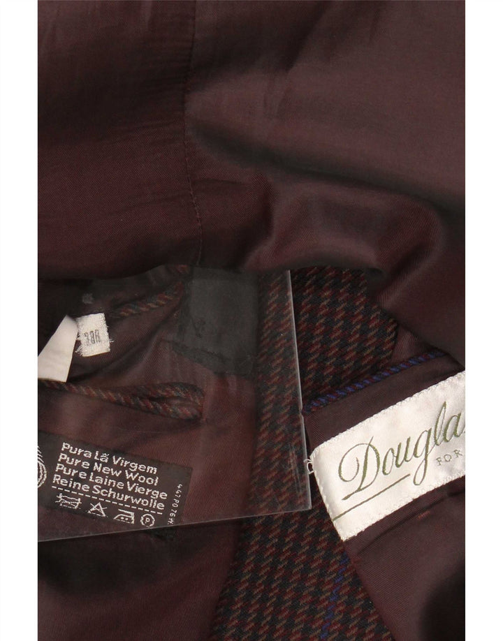 Douglas Herren-Blazer mit 2 Knöpfen, UK 38, mittlerer Burgunderroter Hahnentrittmuster