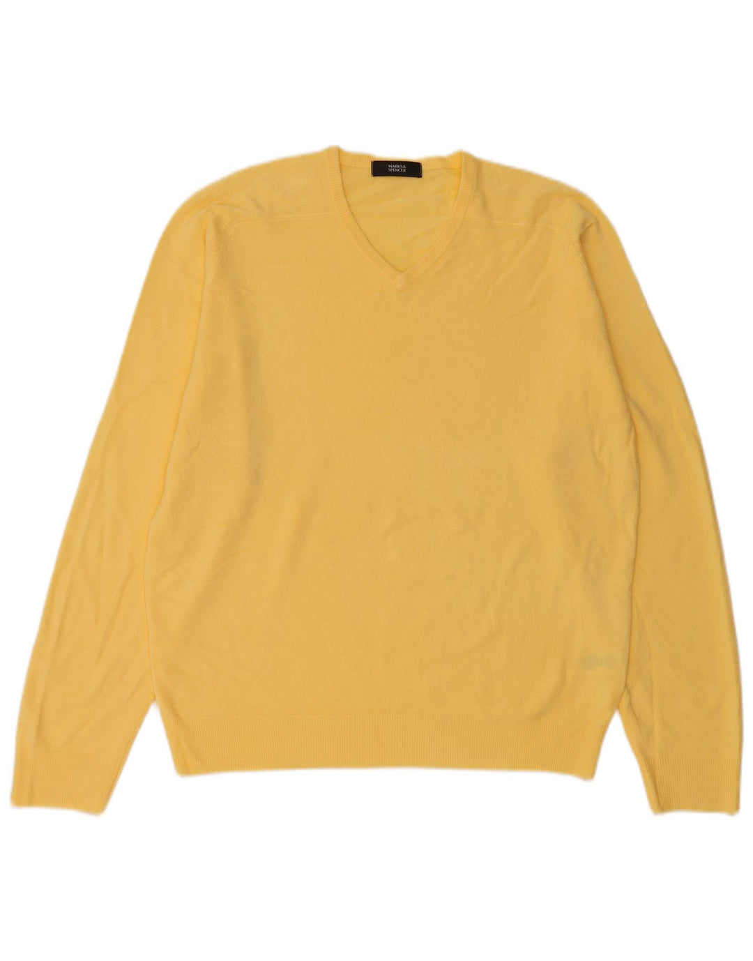 Marks & Spencer Herren-Pullover mit V-Ausschnitt, mittelgelbes Acryl