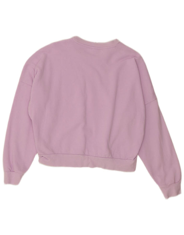 Adidas Damen Crop Oversized Sweatshirt Pullover UK 8/10 Small Lila Baumwolle