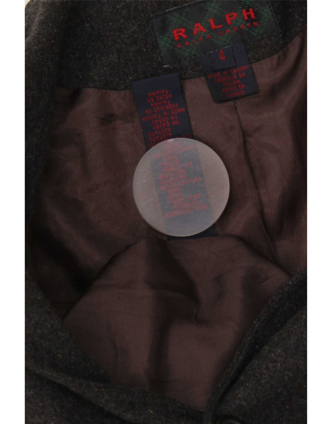 Ralph Lauren Damen-Blazerjacke mit 3 Knöpfen, US 4, kleine graue Wolle