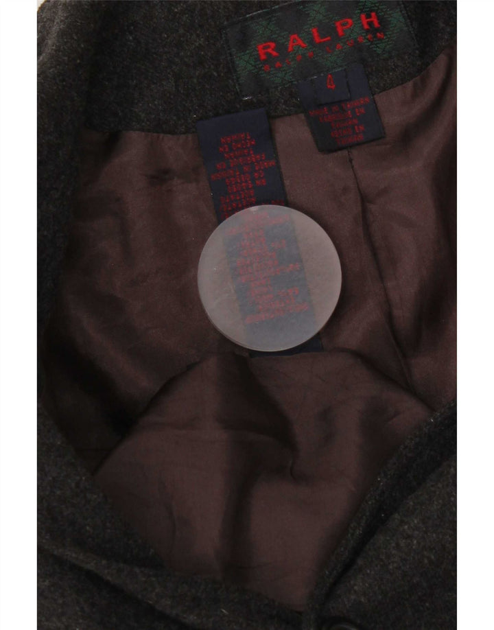 Ralph Lauren Damen-Blazerjacke mit 3 Knöpfen, US 4, kleine graue Wolle