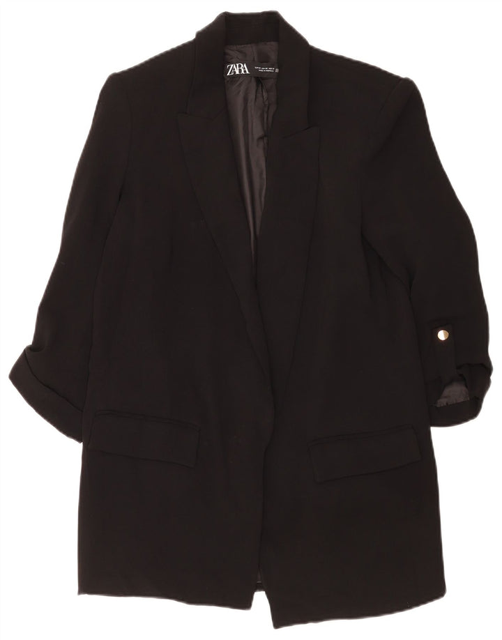 Zara Damen-Blazer, übergroß, 3/4-Ärmel, offen, Gr. 6, XS, Schwarz, Polyester