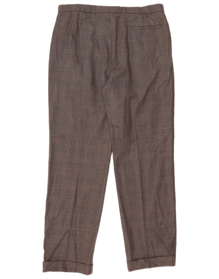 Marks & Spencer Herren-Anzughose mit Pegged-Anzug, W38 L33, grau karierte Schurwolle