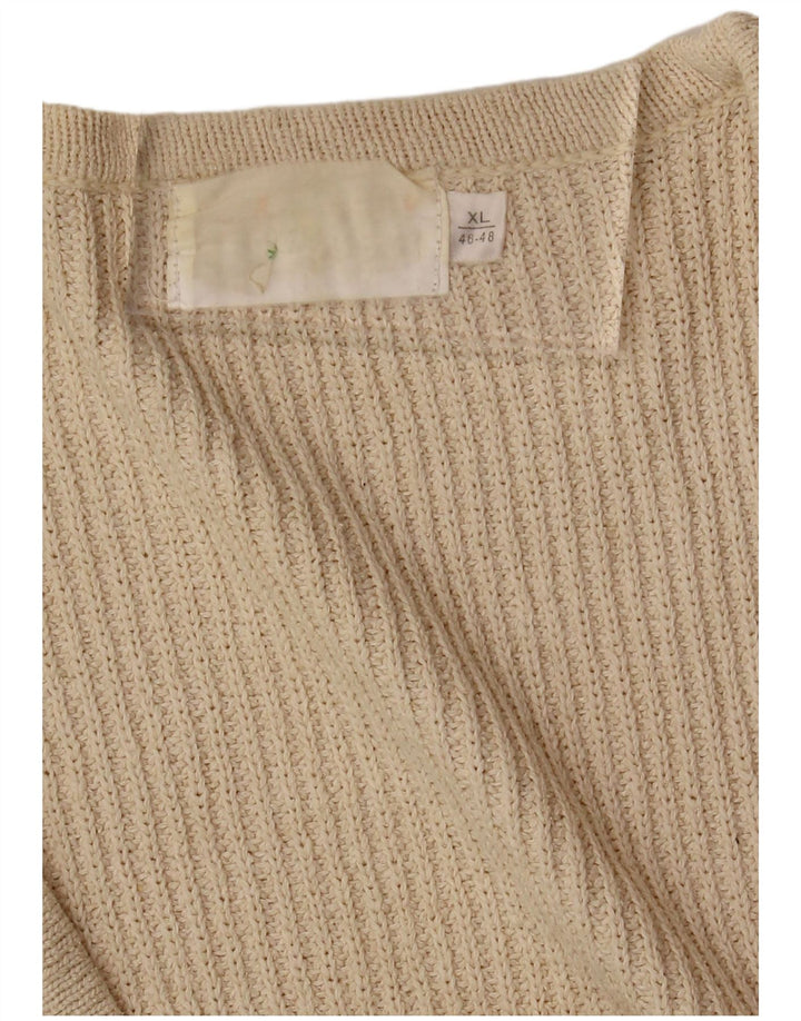 VINTAGE Damen-Strickjacke in Übergröße, EU 46/48 XL, gebrochenes Weiß