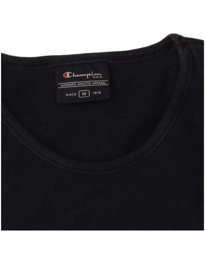 Champion Damen Grafik-T-Shirt-Oberteil UK 12 Medium Marineblau