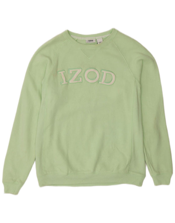 Izod Womens Graphic Sweatshirt Pullover UK 10 Small Grün Baumwolle Sport