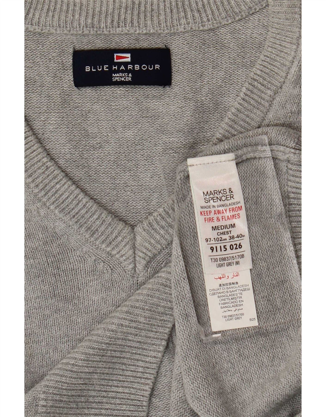 Marks & Spencer Herren Blue Harbor Vest Tank Top Mittelgraue Baumwolle
