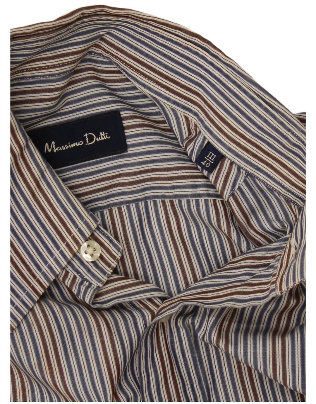 Massimo Dutti Herrenhemd Größe 40 Mittelblau gestreift