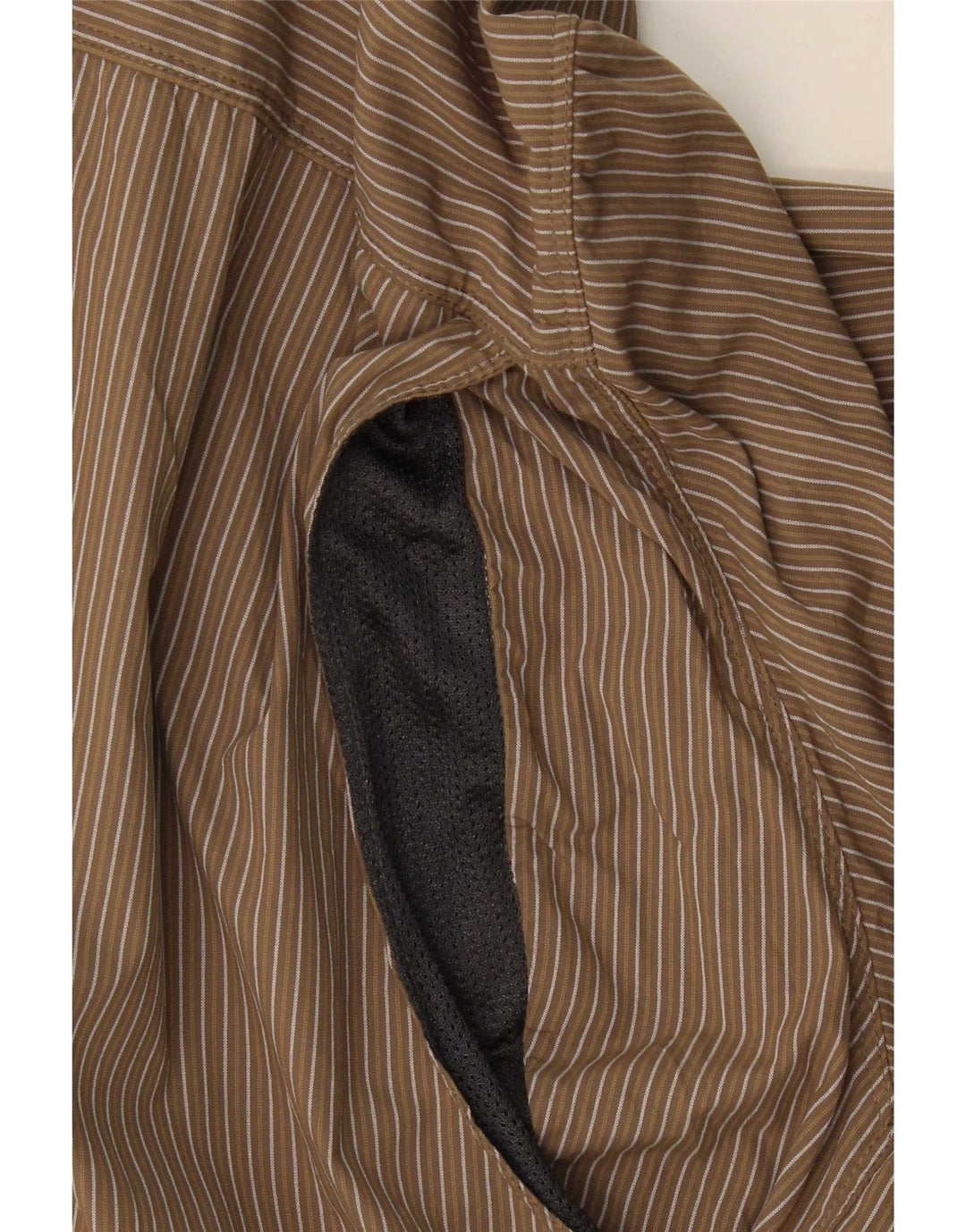 The North Face Herren-Hemd, groß, braunes Nadelstreifen-Nylon