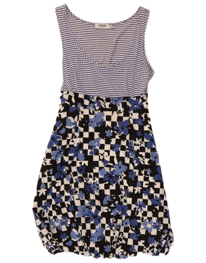 Moschino Damen-Sommerkleid, Gr. 8, klein, blau geblümt