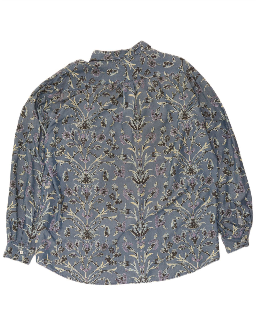 Vintage Herrenhemd XL Blau geblümt Baumwolle
