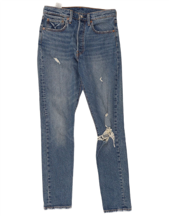 Levi's Damen 501 Distressed Slim Jeans W27 L30 Blaue Baumwolle