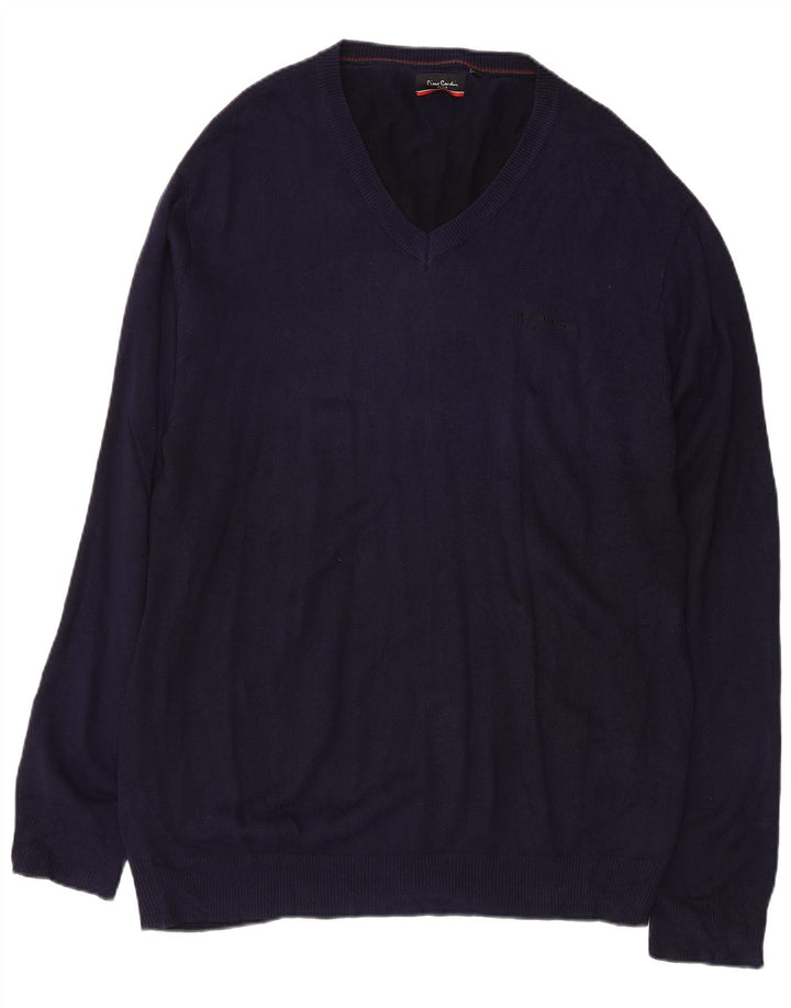 PIERRE CARDIN Herren-Pullover mit V-Ausschnitt, 2XL, Marineblau, Acryl