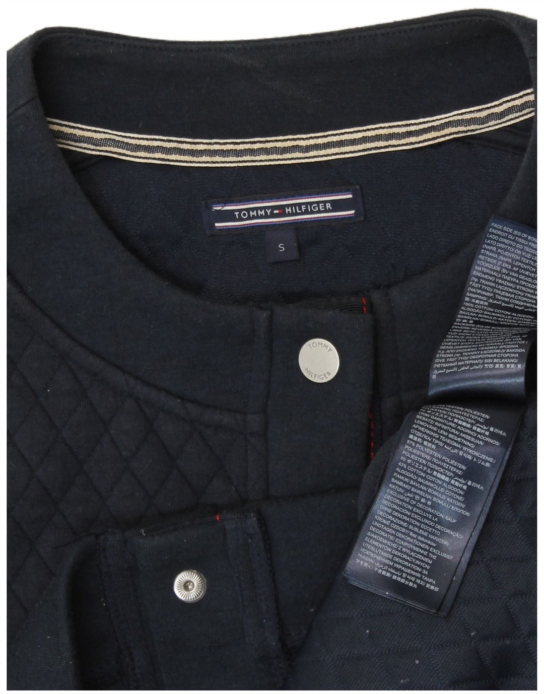 TOMMY HILFIGER Damen Loose Fit Crop Cardigan Top UK 10 Small Marineblau