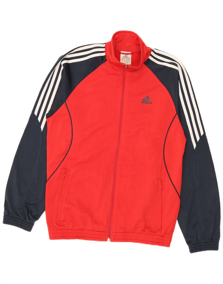 Adidas Herren-Trainingsanzug-Oberteiljacke UK 38/40 Mittelrotes Colourblock-Polyester