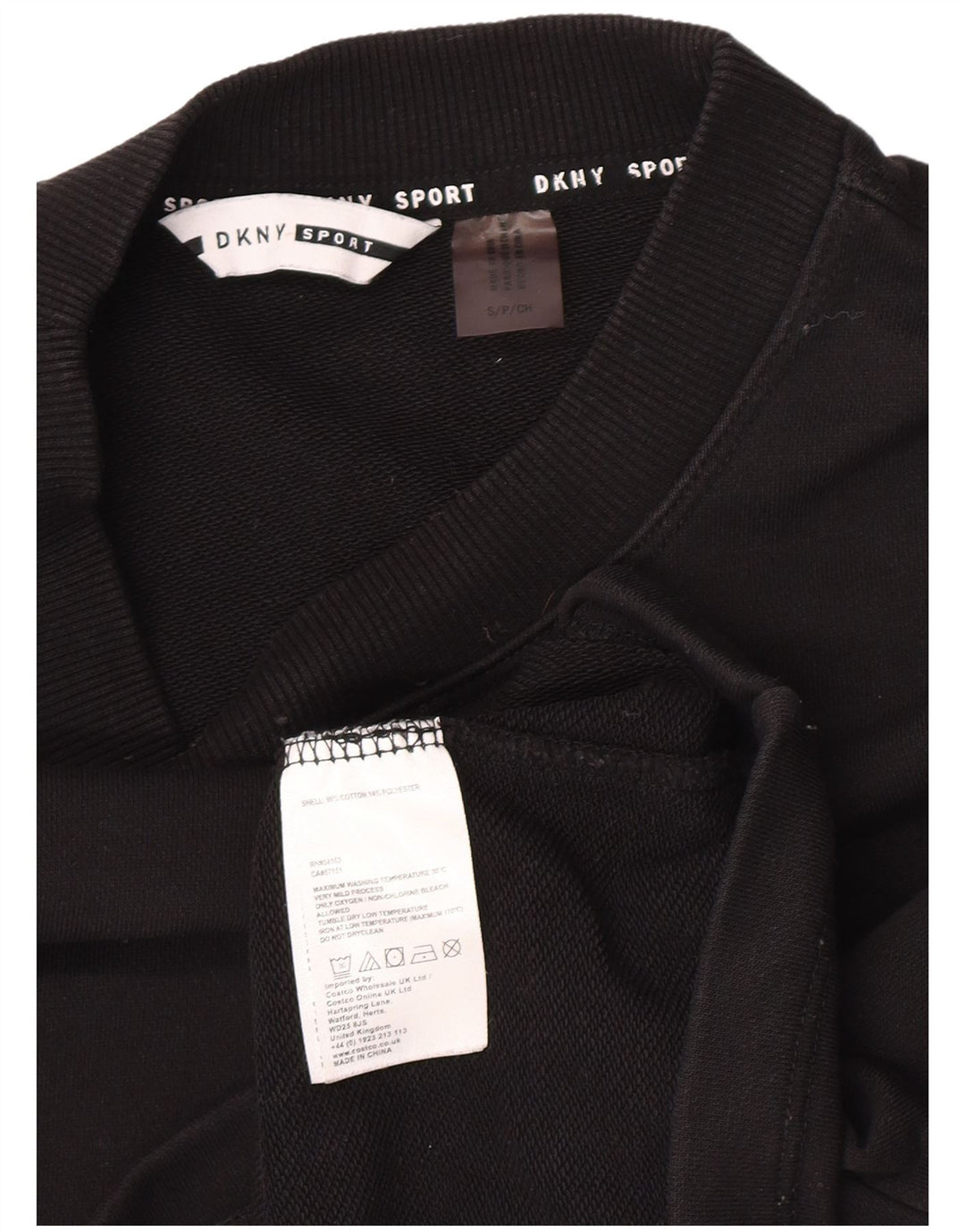 Dkny Womens Graphic Oversized Sweatshirt Pullover UK 10 Small Schwarze Baumwolle