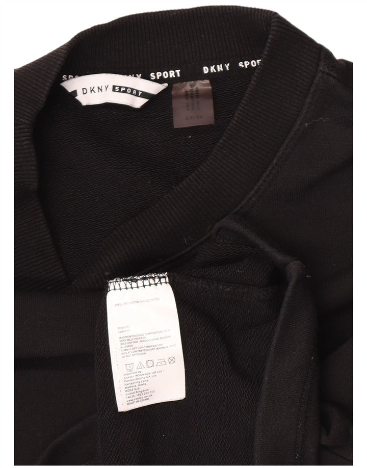 Dkny Womens Graphic Oversized Sweatshirt Pullover UK 10 Small Schwarze Baumwolle