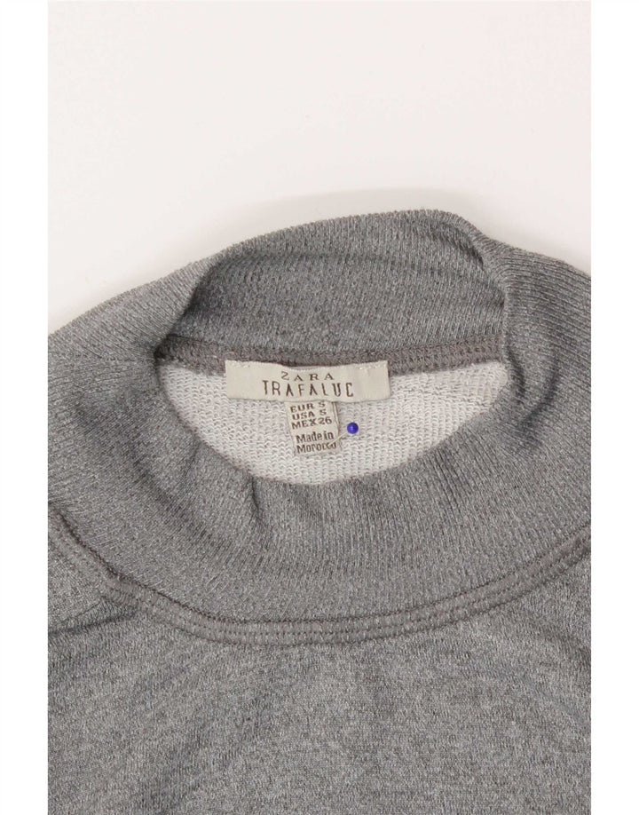 Zara Damen-Sweatshirt mit Grafik-Übergröße, Gr. 10, Größe S, Grau