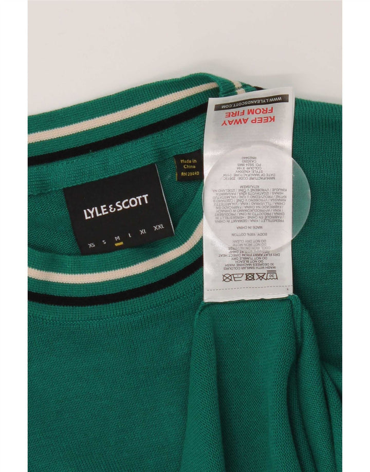 Lyle & Scott Herren-Pullover mit Rundhalsausschnitt, reguläre Passform, mittelgrüne Baumwolle