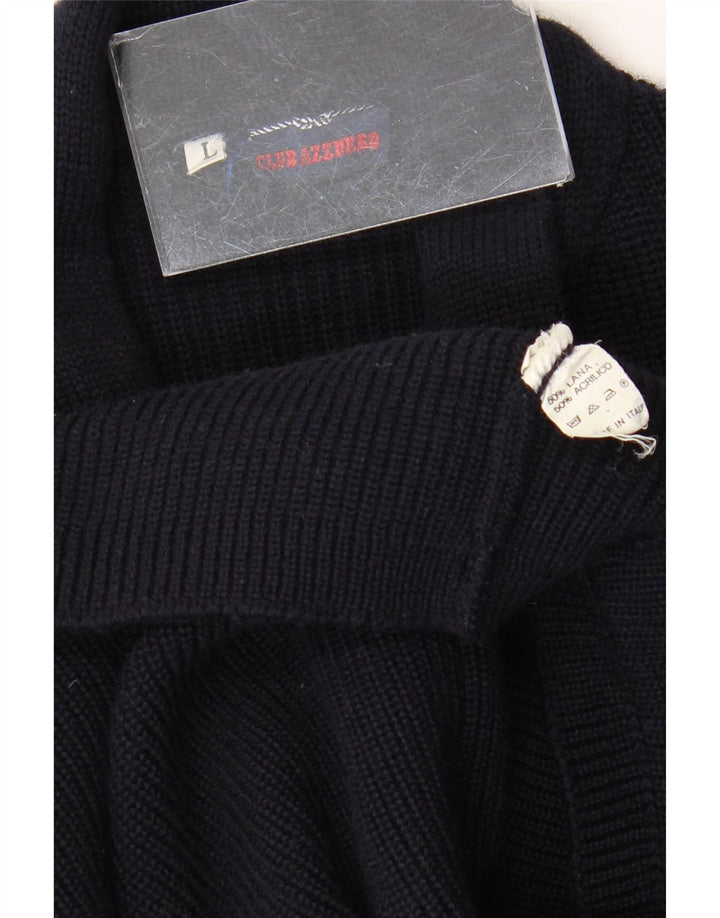 Azzurro Herren-Strickjacke, große marineblaue Wolle