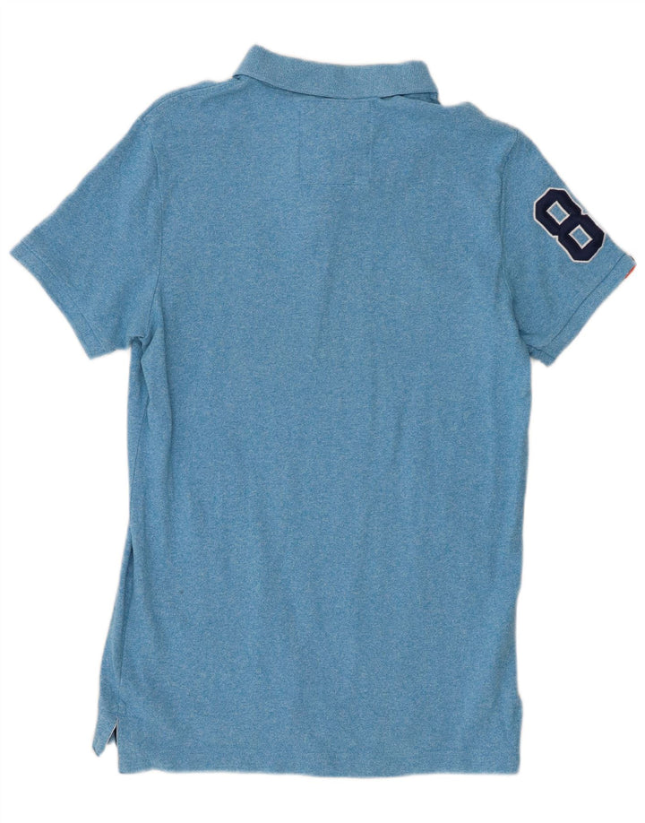 Superdry Herren-Poloshirt mit Grafik, groß, blau gefleckte Baumwolle