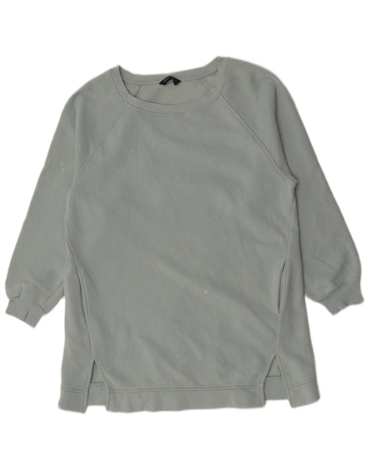 Marks & Spencer Damen Longline Sweatshirt Pullover UK 14 Mittelblaue Baumwolle